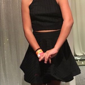 LUXXEL Black Top & mini Skirt set